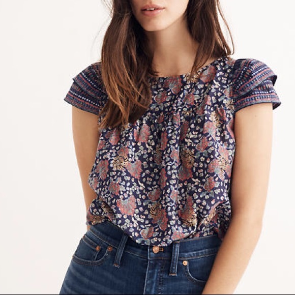 Madewell Tops - MADEWELL Story Top in Fan Floral Mix